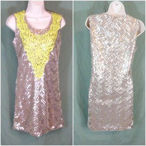 C Luce Small Gold Sequins Dress Cocktail